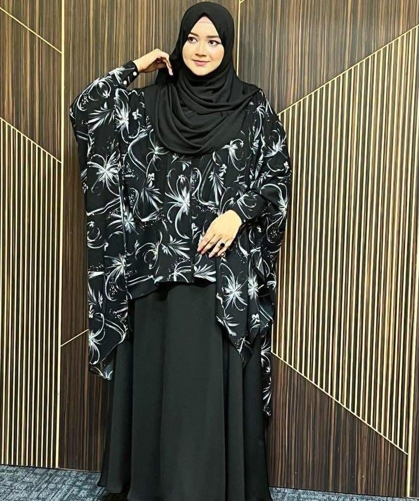 Premium Printed Zipper Cape Burqa