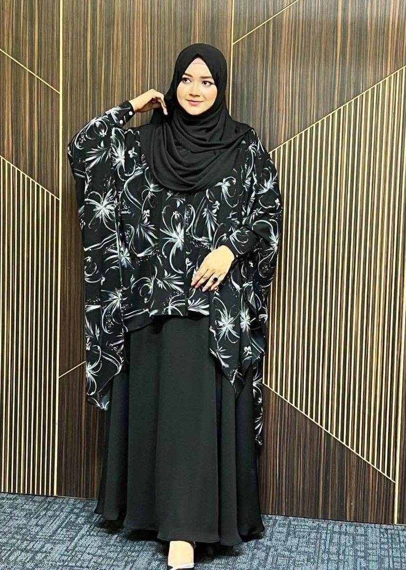 Premium Printed Zipper Cape Burqa